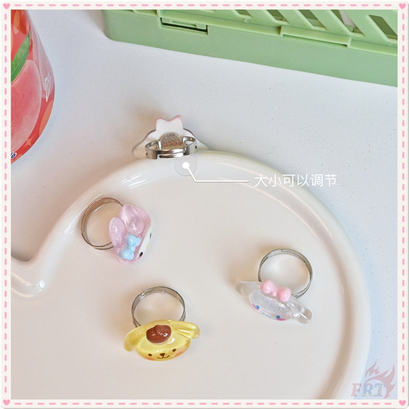 ☀ Cinnamoroll / Melody / Kuromi / Pochacco / Pom Pom Purin - Nhẫn Nhân Vật Hoạt Hình ☀ 1 Chiếc Nhẫn Hình Tròn Có Thể Điều Chỉnh Kích Thước Dành Cho Fan Ngọt Ngào