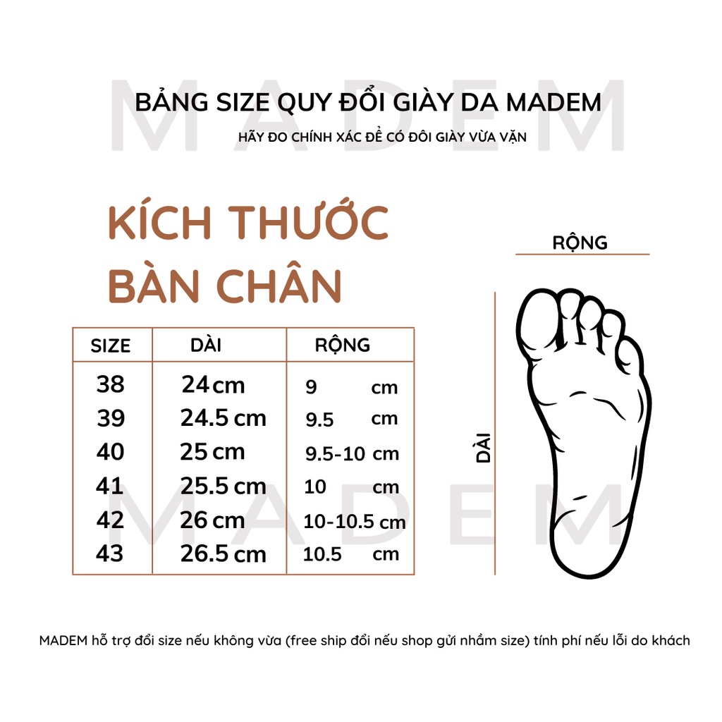 Giày nam MADEM cổ thấp LN6 da bò Nappa hơi hướng cổ điển - Full box bảo hành 12 tháng