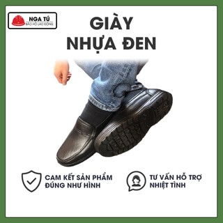 Giày nhựa đen Hoa San, giày bảo hộ lao động