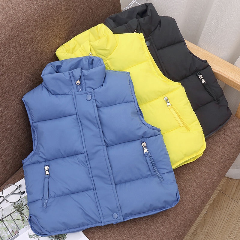 Áo Khoác Phao Cotton Dày Không Tay Dáng Rộng Thời Trang Xuân Thu Dành Cho Bé Trai Gái