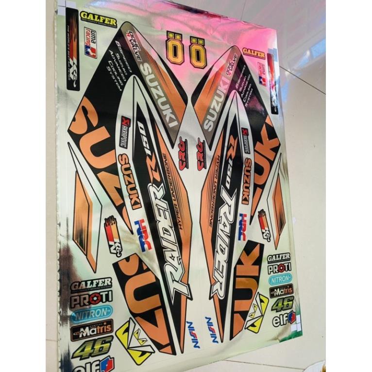 DECAL PVC 5 LỚP CHẤT LƯỢNG CAO Tem rời raider cam đen chất liệu Crom cao cấp