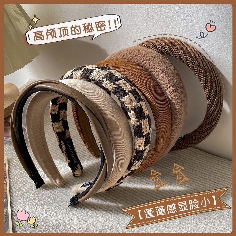 Băng đô cài tóc rửa mặt Màu Nâu Phong Cách Retro Thời Trang Thu Đông Hàn Quốc