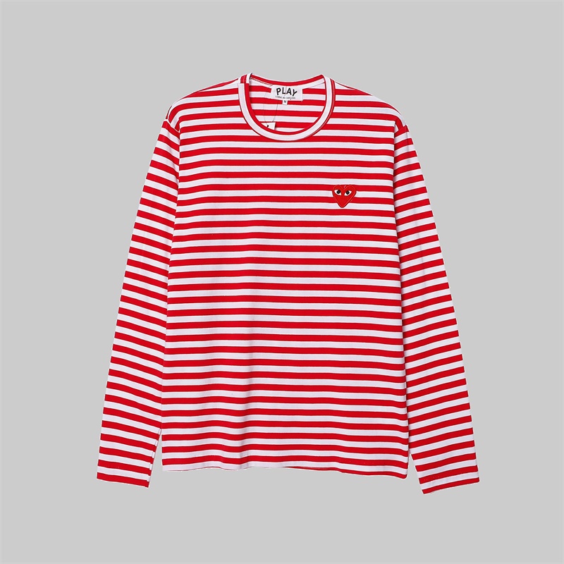 Áo Thun Họa Tiết Sọc Thêu Hình Trái Tim Thời Trang Đường Phố