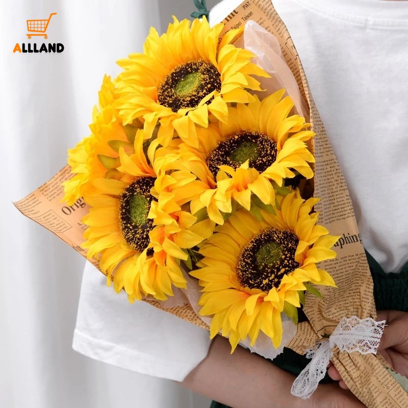 1 Nhánh Hoa Hướng Dương Nhân Tạo Bằng Lụa Cho Trang Trí Bàn Ăn / Tiệc Cưới