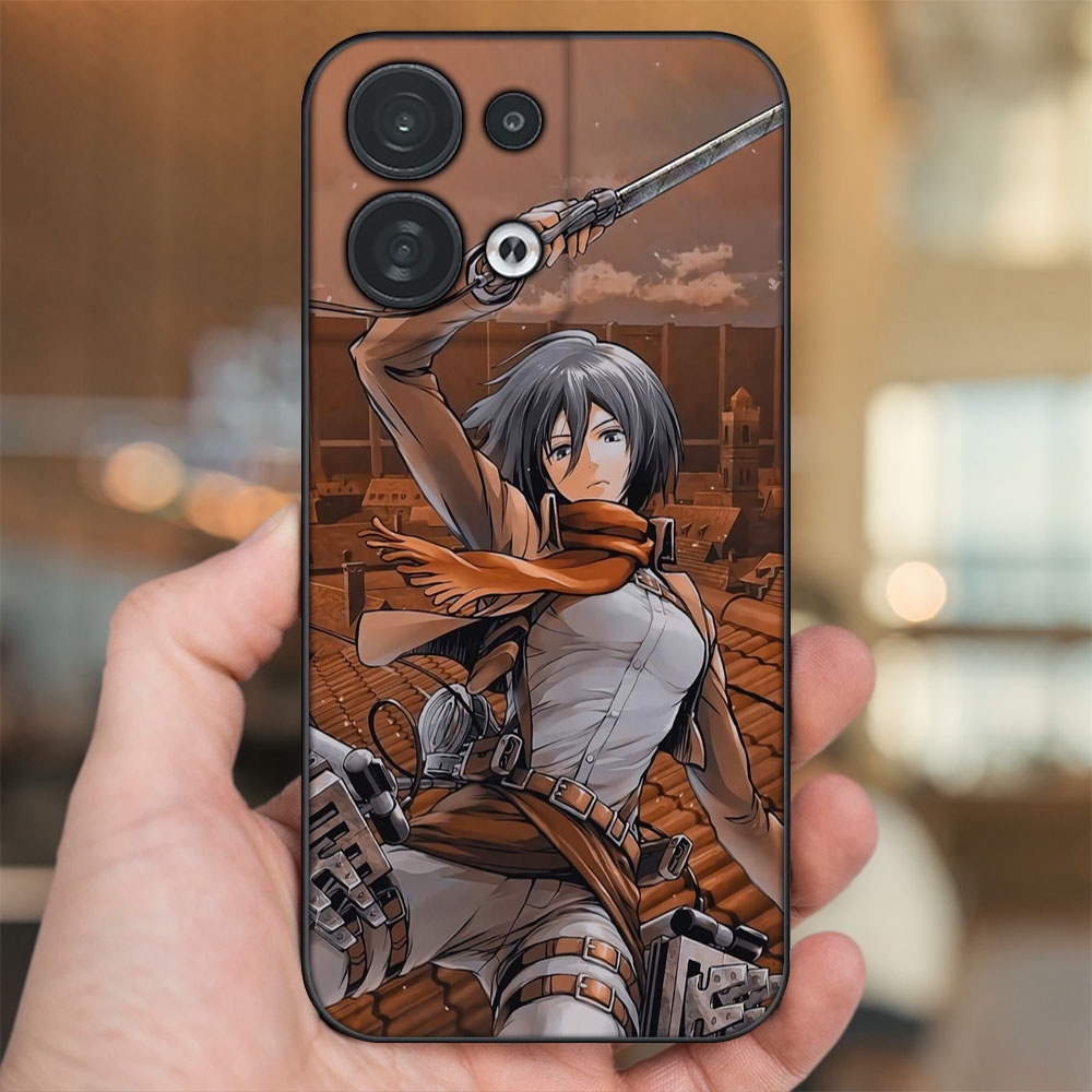 Ốp lưng Oppo Reno 8 5G viền đen in hình Mikasa Ackerman Attack On Titan