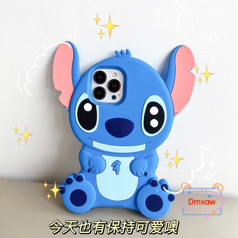 Ốp Điện Thoại Silicon Mềm Hình Stitch Xanh Dương Cho iPhone 14 Pro Max 13 Pro Max 12 Pro Max 11 Pro Max