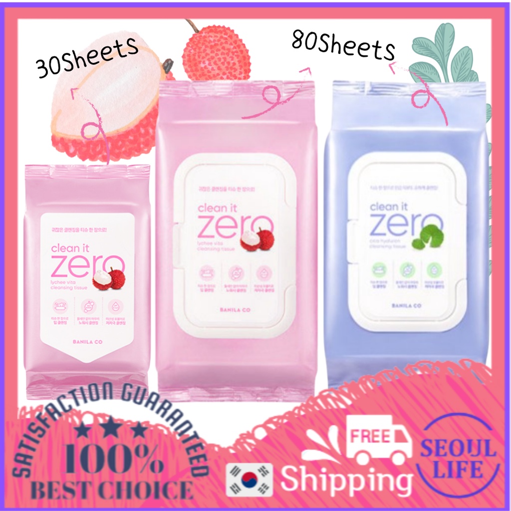 Hộp 30,80 Khăn Giấy Lau Mặt Banila Co Clean It Zero