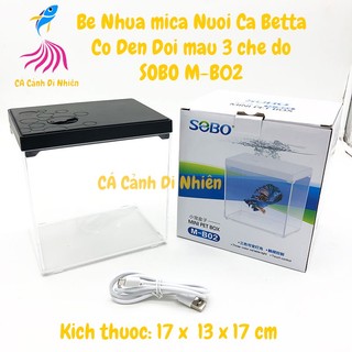 Bể nhựa nuôi cá betta có đèn đổi màu 3 chế độ sobo m-b02, hồ cá để bàn mica