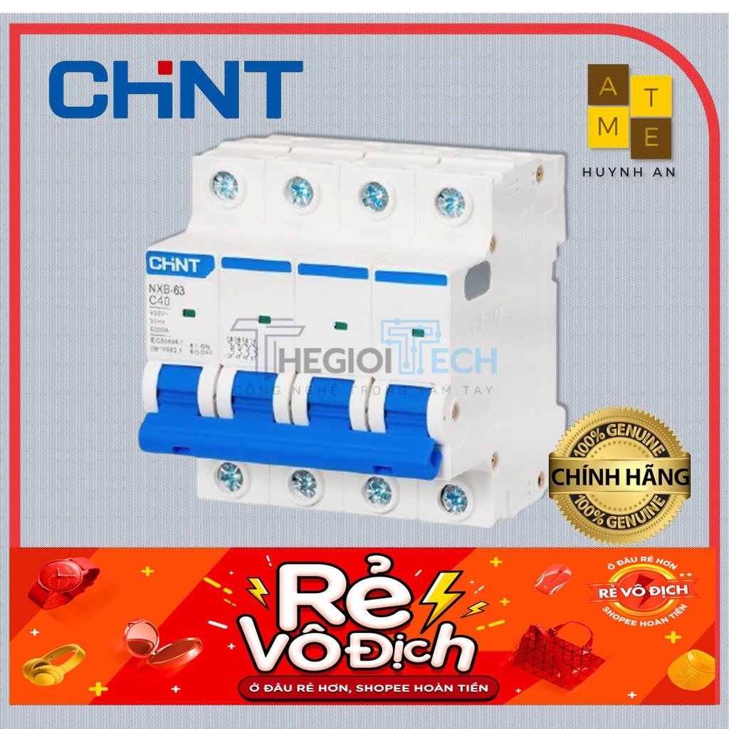 Cầu dao an toàn Aptomat MCB NXB-63 4P Pha 32 - 63A dòng cắt 6kA, Hãng CHINT (Hàng chính hãng xuất khẩu) - 25A