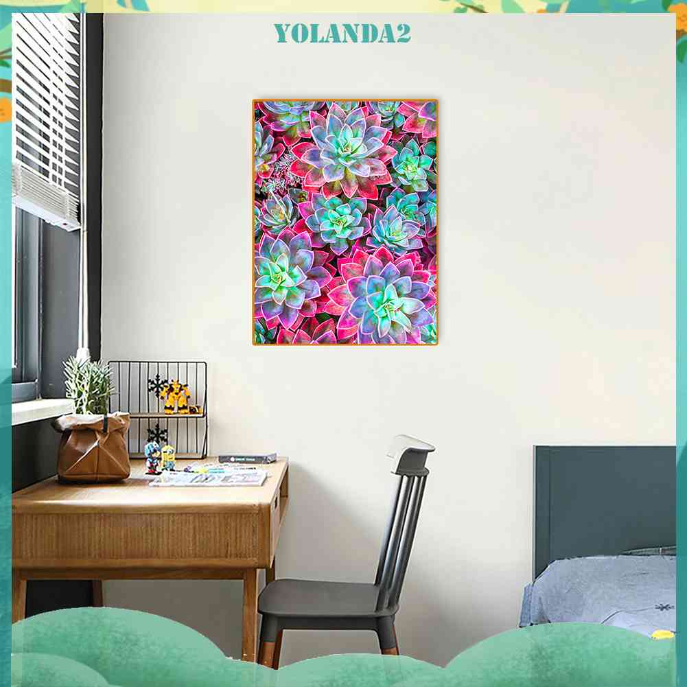 Bộ Tranh Đính Đá 5D Tự Làm Hình Chậu Cây Mọng Nước Đầy Màu Sắc