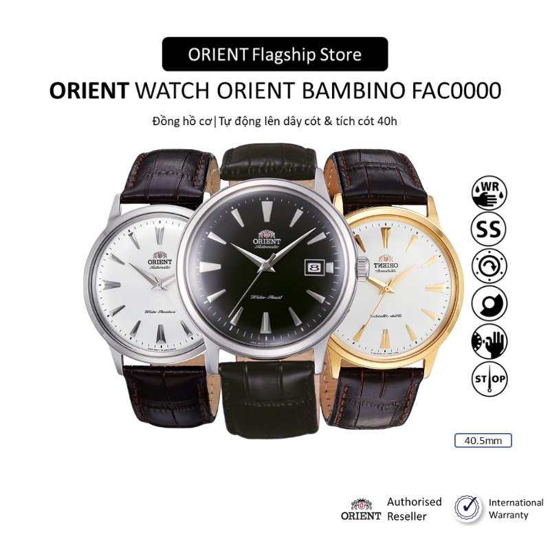 Đồng hồ cơ Orient FAC0000 nam máy automatic mặt kính cong cường lực chống xước dây da đeo tay cao cấp chính hãng
