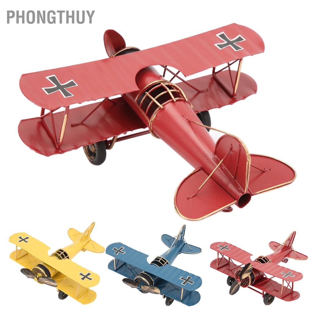 Mô Hình Máy Bay Bằng Sắt Phong Cách Retro Tinh Tế Vintage Thủ Công Trang Trí Nhà Cửa Quán Cà Phê
