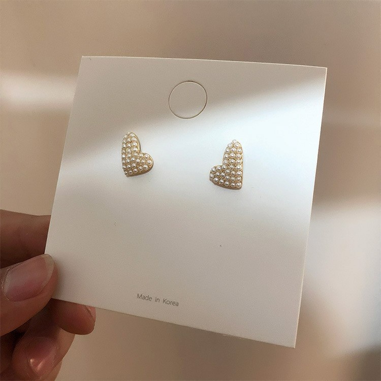 Khuyên Tai Hình Trái Tim Nhỏ Đính Hạt Ngọc Trai Cá Tính Và Cá Tính