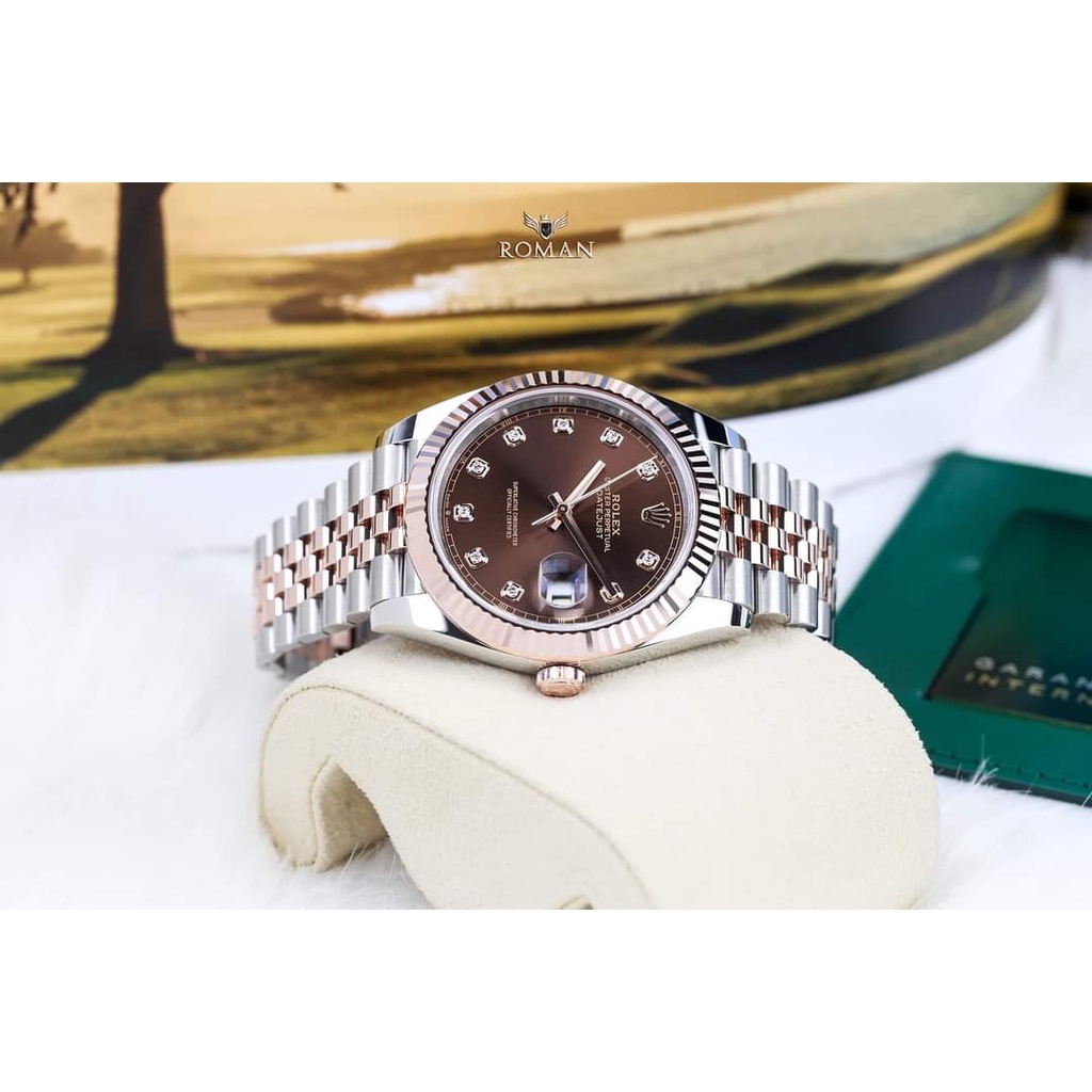 Đồng hồ nam, đồng hồ đeo tay nam ROLEX dây thép, máy cơ Automatic màu chocolate cực hot, siêu sang chảnh, size 40mm