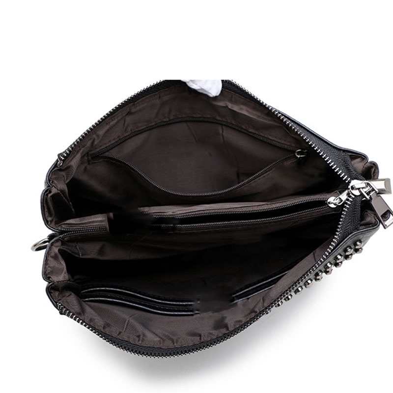 Túi Đeo Chéo Màu Đen Đính Đinh Tán Đơn Giản Thời Trang Cho Nữ