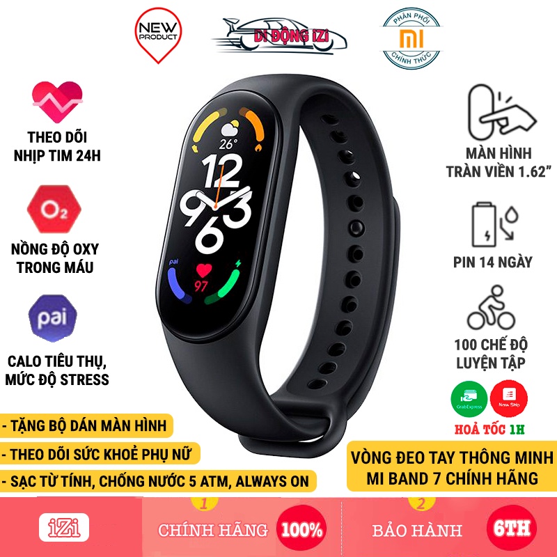 Vòng Đeo Tay Thông Minh Xiaomi Mi Band 7 - Theo Dõi Sức Khoẻ SpO2 Nhịp tim Chế Độ Phụ Nữ, Always On Display [CHÍNH HÃNG]