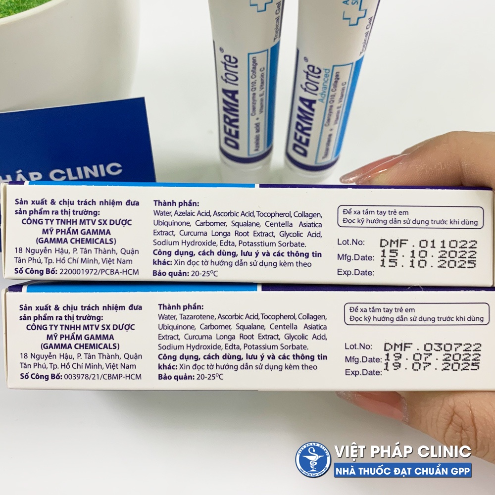DERMA FORTE GEL 15g CHÍNH HÃNG GIÚP GIẢM MỤN MỜ THÂM