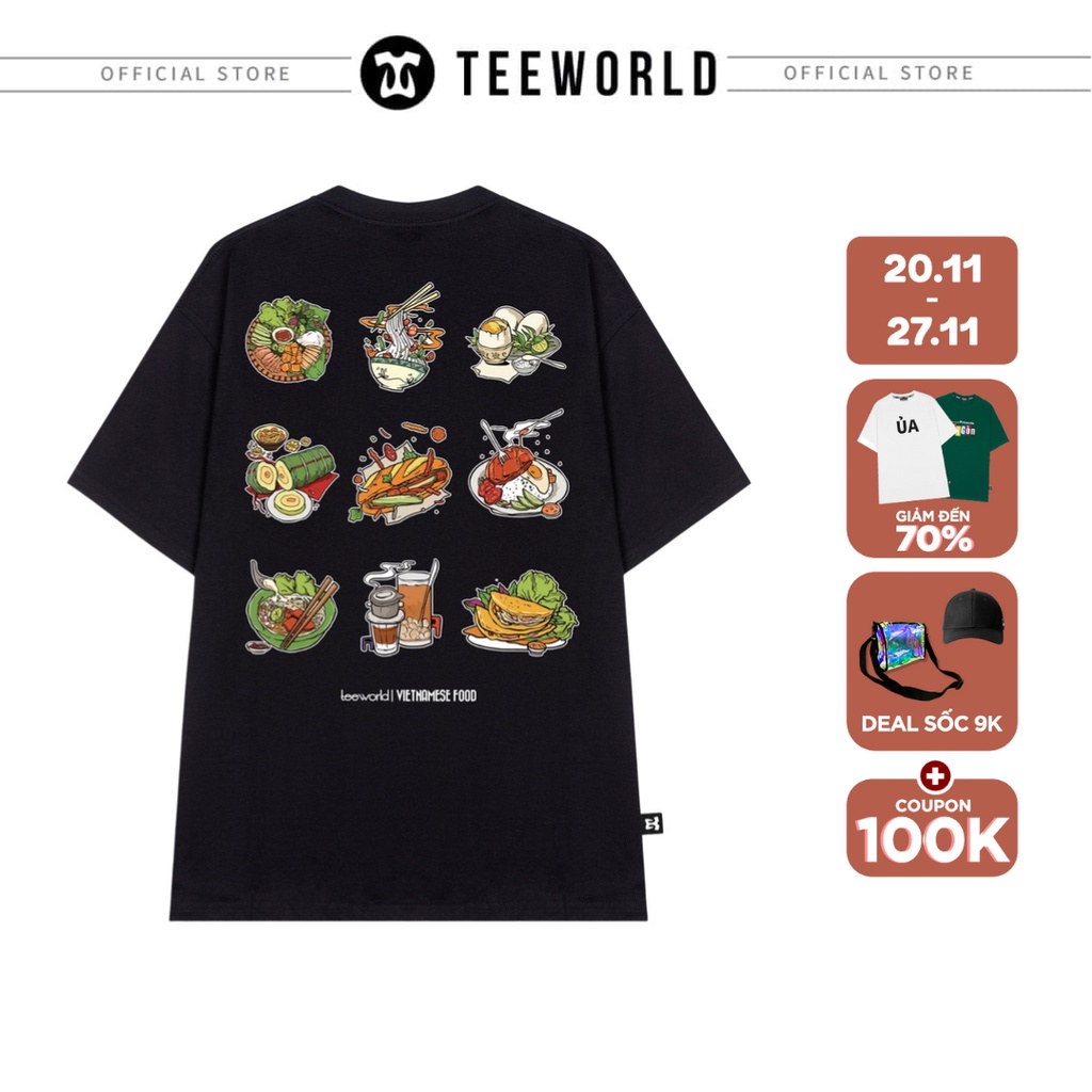 Áo thun Teeworld TW x Vietnamese Food Collection Nam Nữ Trắng Đen Form Rộng Unisex