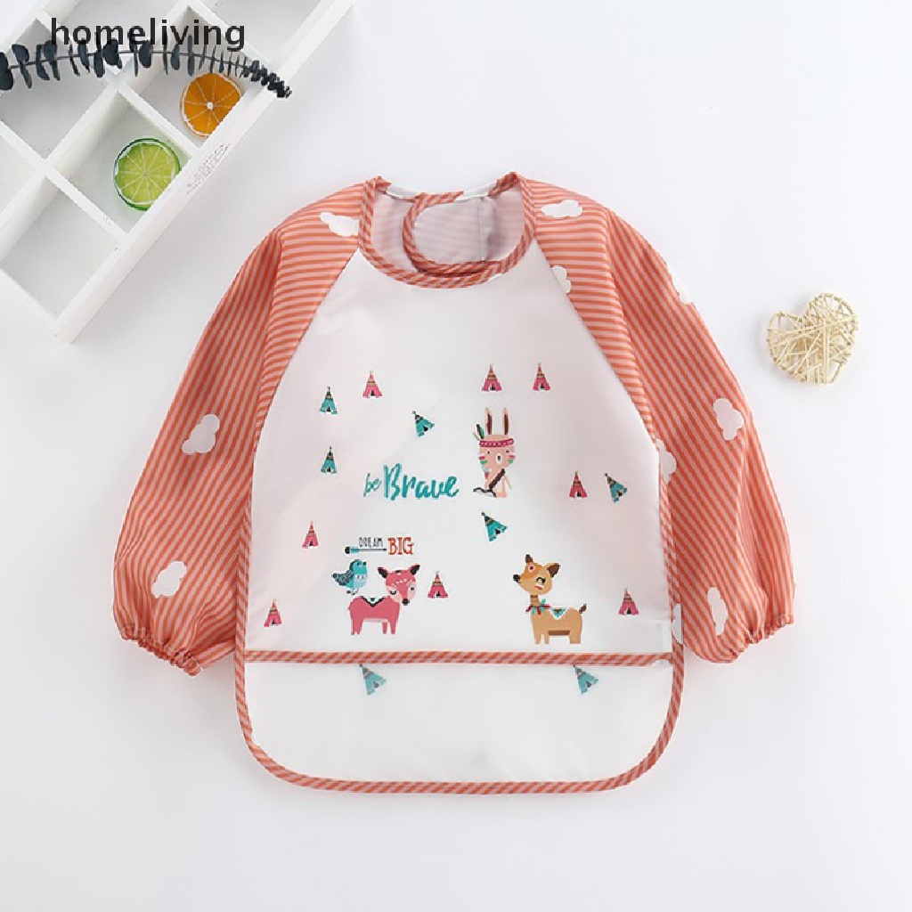 Yếm Ăn Tay Dài Chống Thấm Nước Có Túi Dành Cho Trẻ Em Mới Biết Đi