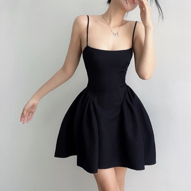 Đầm xòe 2 dây nhún eo - TADstore