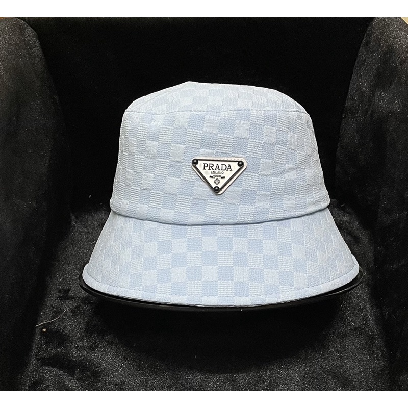 Muc bucket kaki xốp dập caro logo tam giác - Mũ vành cụp nam nữ