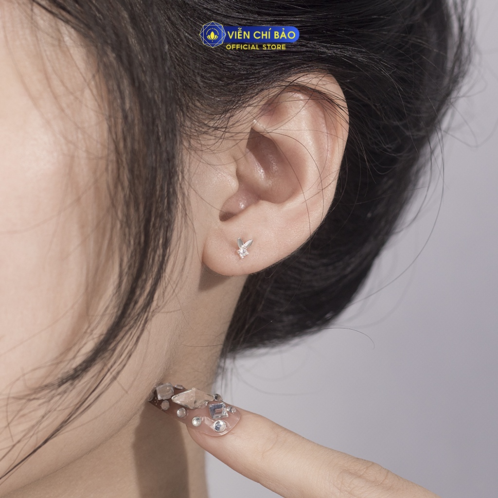 Bông tai bạc nữ chú thỏ đính đá chất liệu bạc 925 thời trang phụ kiện trang sức nữ Viễn Chí Bảo E0104
