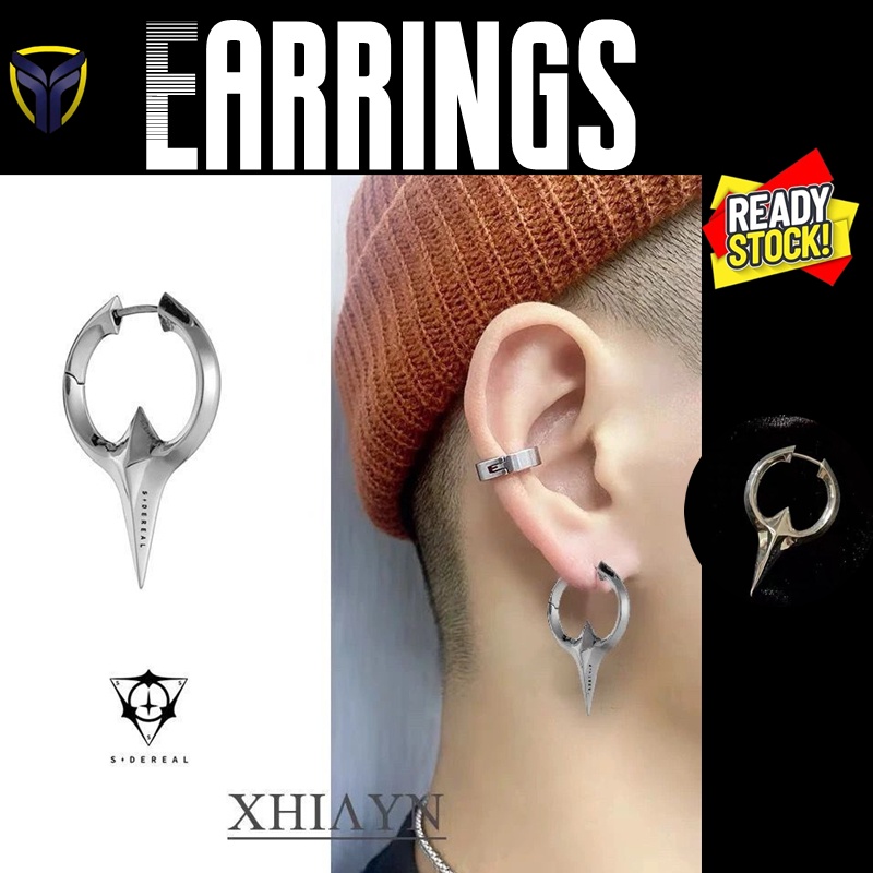 Bông Tai Mạ Bạc 925 Hình Thanh Kiếm Màu Gradient Thời Trang Cho Nam Và Nữ