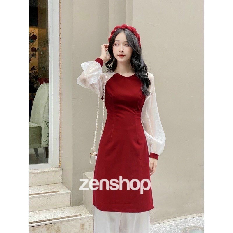 sét bộ áo dài nhung phối quần lụa satin hot