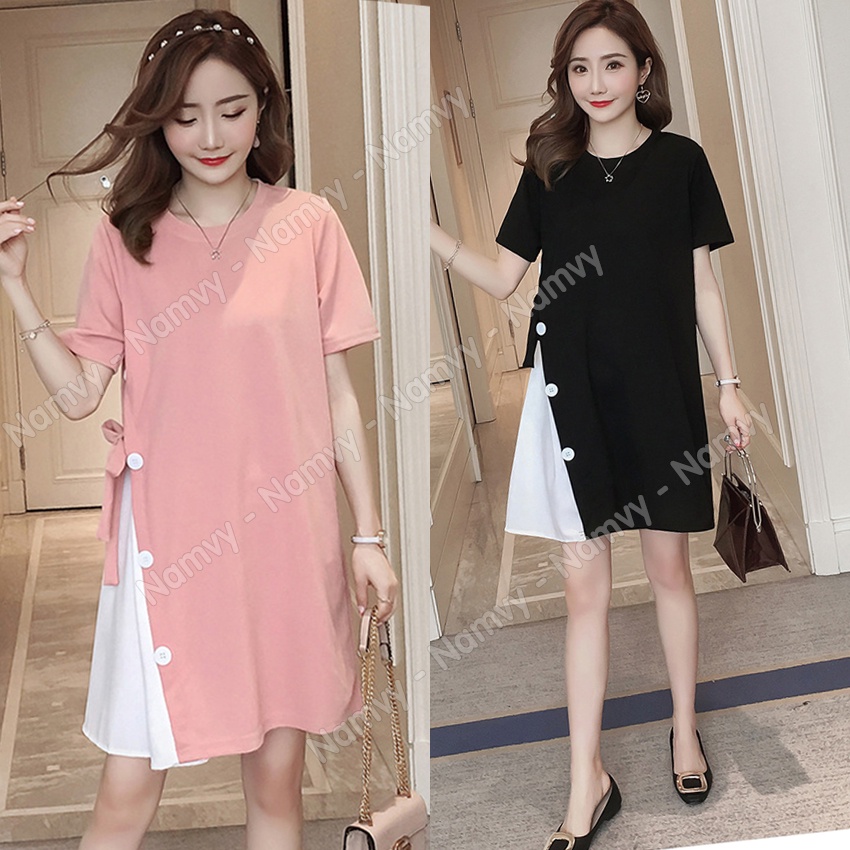 Đầm bầu suông dáng chữ A phối nơ cách điệu