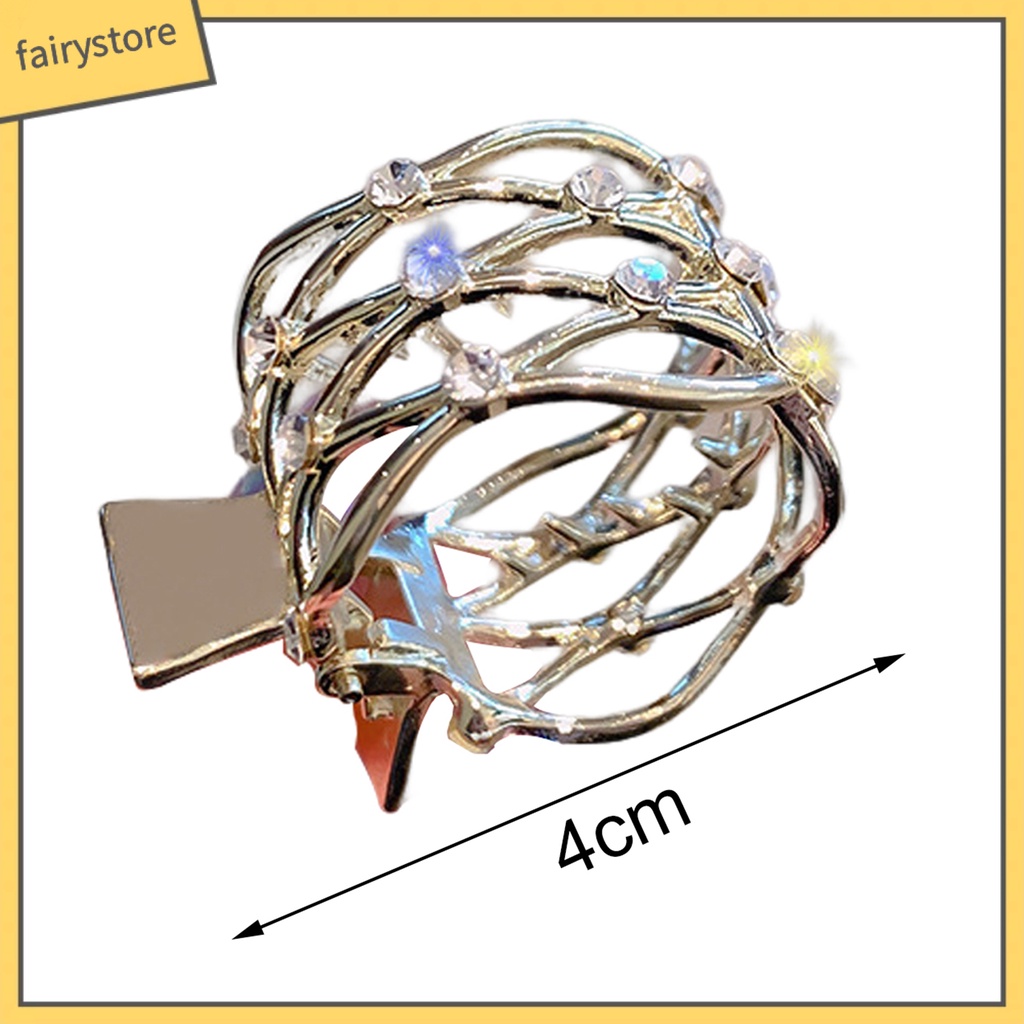 Kẹp Tóc Càng Cua Cố Định Tóc Đuôi Ngựa Bằng Thép Không Gỉ Đính Kim Cương Giả Tinh Tế Chống Trượt Cho Nữ