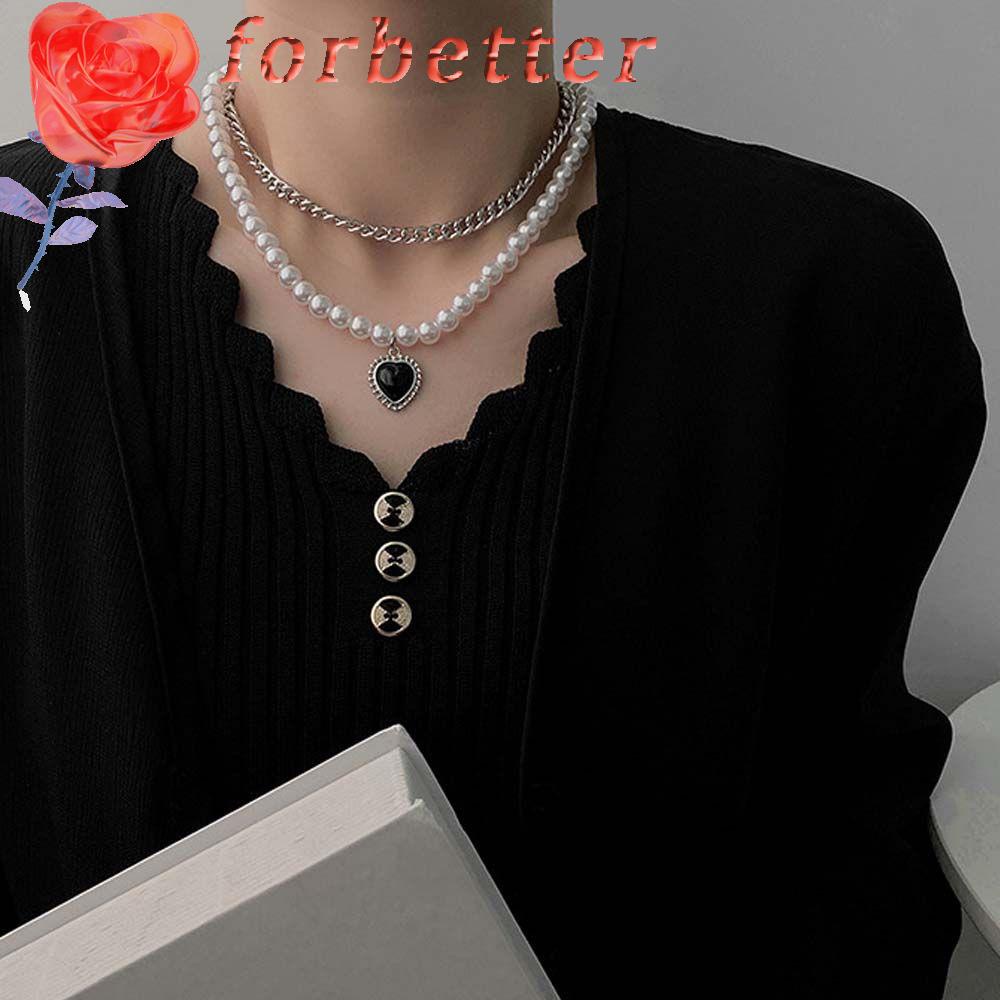 Vòng cổ hợp kim hai lớp phối ngọc trai nhân tạo thời trang dành cho nữ