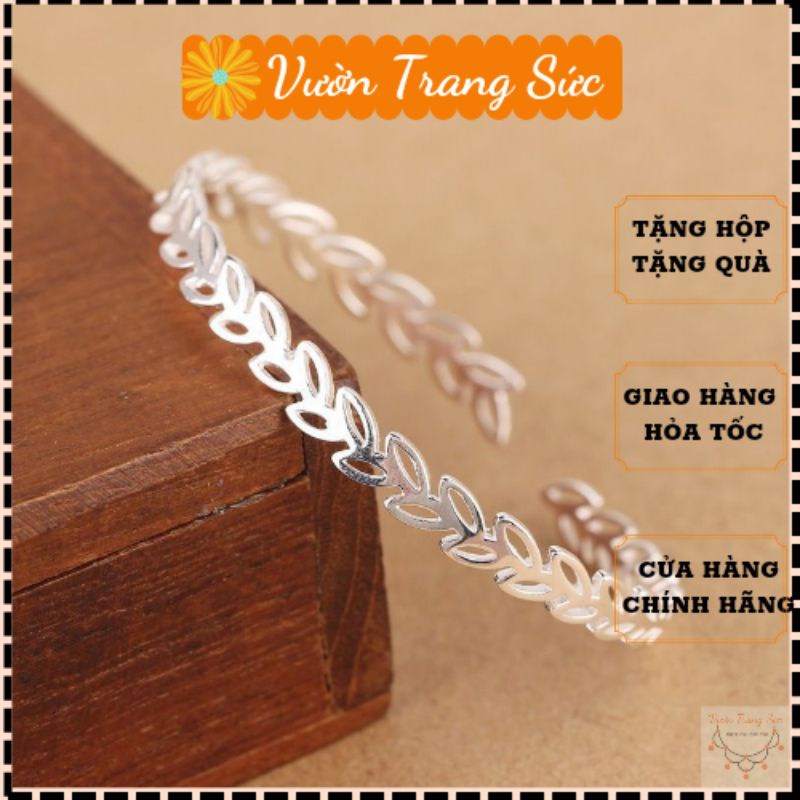 Vòng tay bạc S925 - Vòng tay bạc ý hình lá hở, có thể tùy chỉnh theo cỡ tay vườn Trang Sức VT111