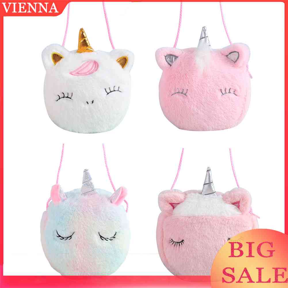 Túi Đeo Chéo Mini Bằng Vải Bông Có Khóa Kéo Họa Tiết Hoạt Hình Cho Bé Gái