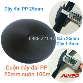 Cuộn 100m dây đai pp bản 25mm đen
