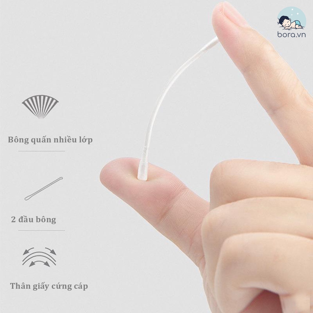 Tăm bông cho bé sơ sinh VCoool cao cấp Hộp 200 que