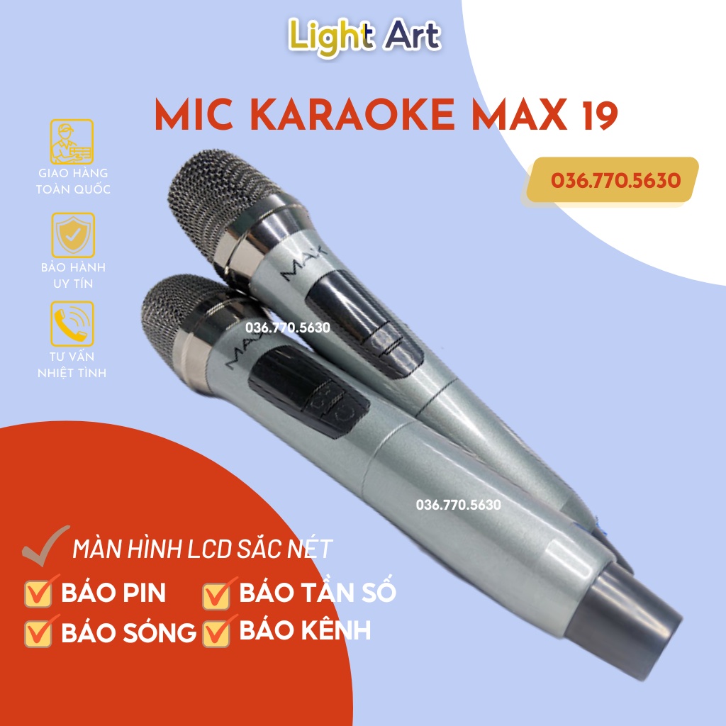 Mic Hát Karaoke, Micro Không Dây Max 56/ Max 19 Giá Rẻ, Hút Âm Tốt Chống Hú Hiệu Quả
