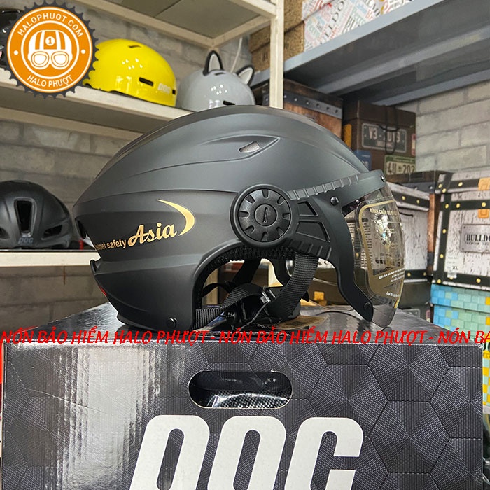Nón bảo hiểm nửa đầu Asia 117K Đen Nhám (bảo hành trọn đời)