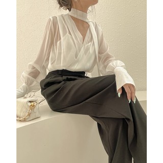AMY TROUSERS - Quần suông cạp cao 2 ly hack dáng (trắng)
