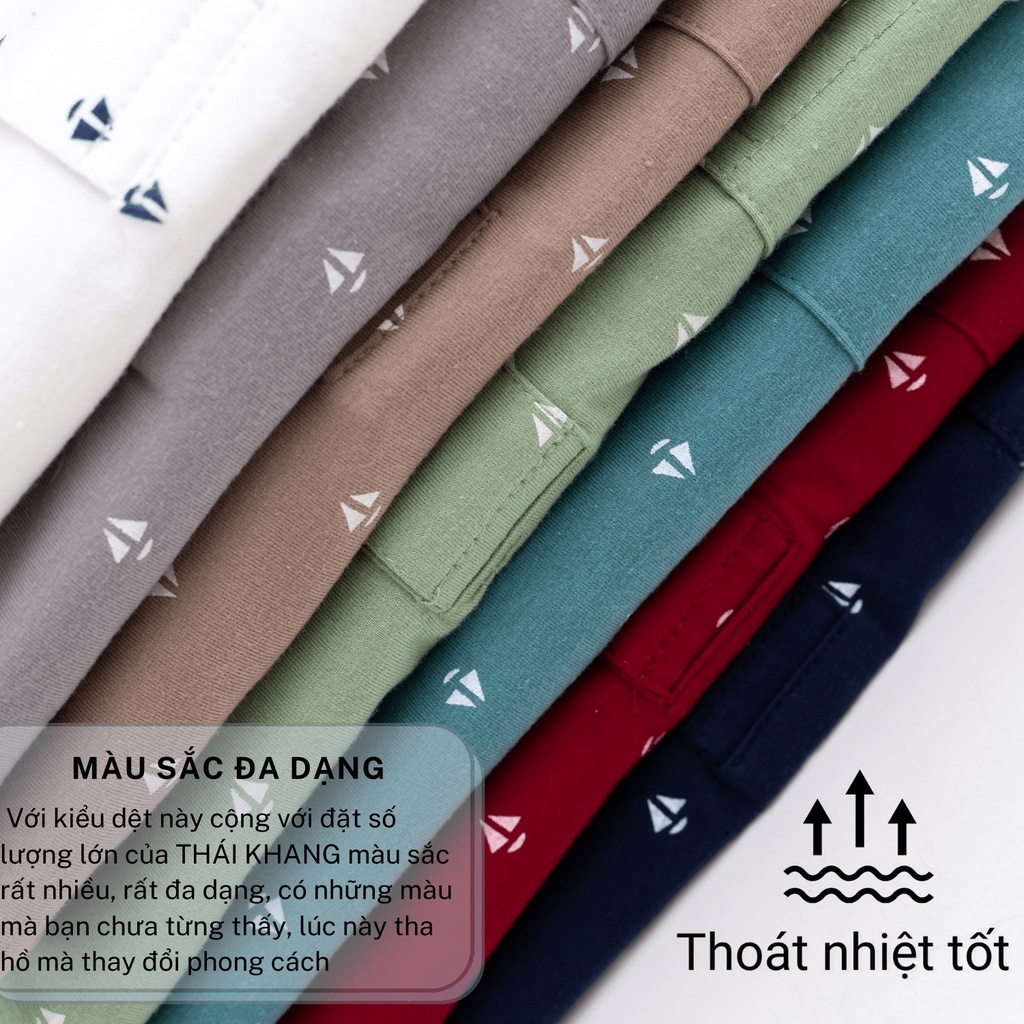 Áo thun nam trung niên họa tiết vải cotton TC 2 chiều mềm form rộng có túi mặc thỏa mái ATHUN35