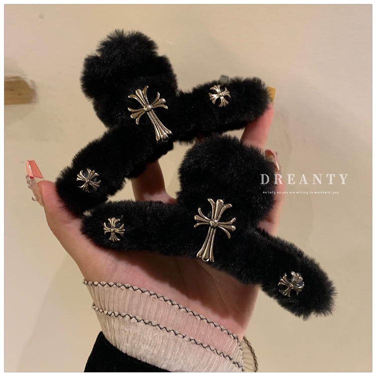 Kẹp Tóc Lông Nhung Đan Chéo Lưng Độc Đáo Thời Trang Thu Đông Hàn Quốc