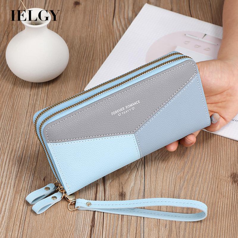 IELGY Ví Dài Ghép Màu Tương Phản Sức Chứa Lớn Cho Nữ