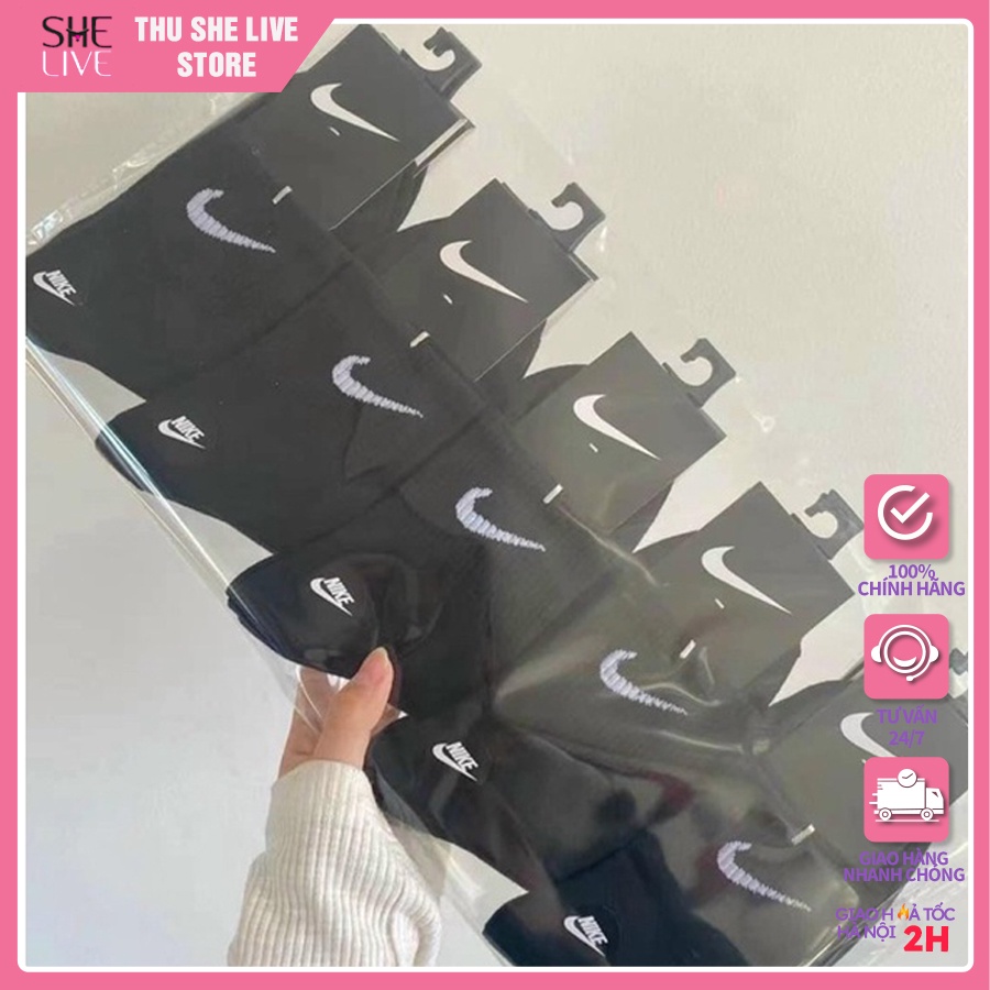 Tất Chân Cao cổ - Tất Chân Nữ Nike Trắng Đen Cao Cấp Siêu Hót