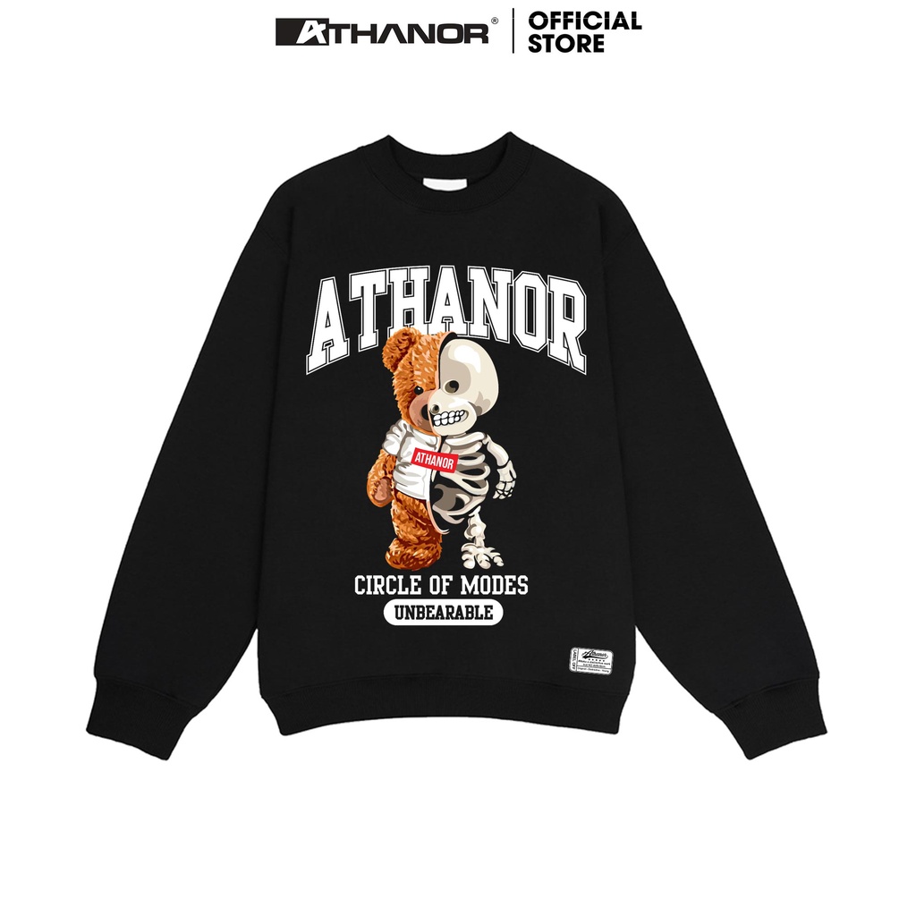 Áo sweater local brand ATHANOR chất nỉ bông 100% cotton premium form rộng tay bồng mẫu gấu xương