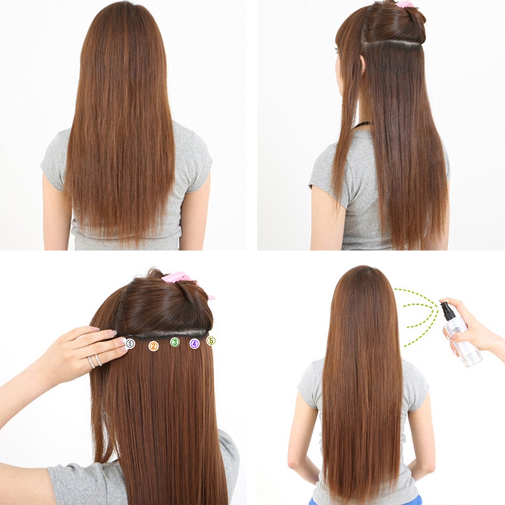 Bộ Tóc Giả Dài Thẳng Màu Trơn Thời Trang Cho Nữ