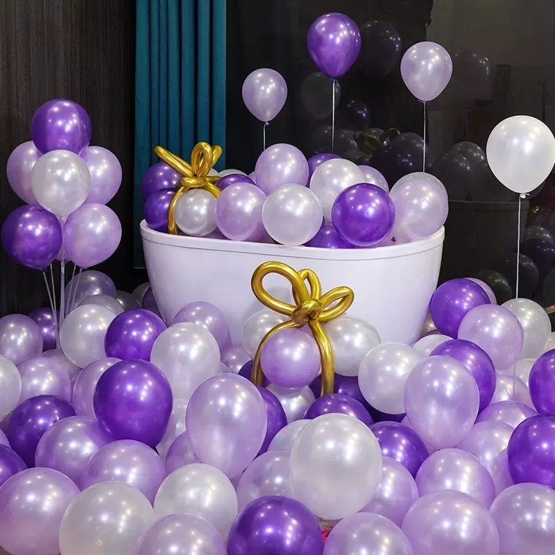 Bong Bóng Latex 10Inch Đính Ngọc Trai / Hồng / Trắng / Bạc Trang Trí Tiệc Cưới / Sinh Nhật / Lễ Tình Nhân 3 Màu Tùy Chọn