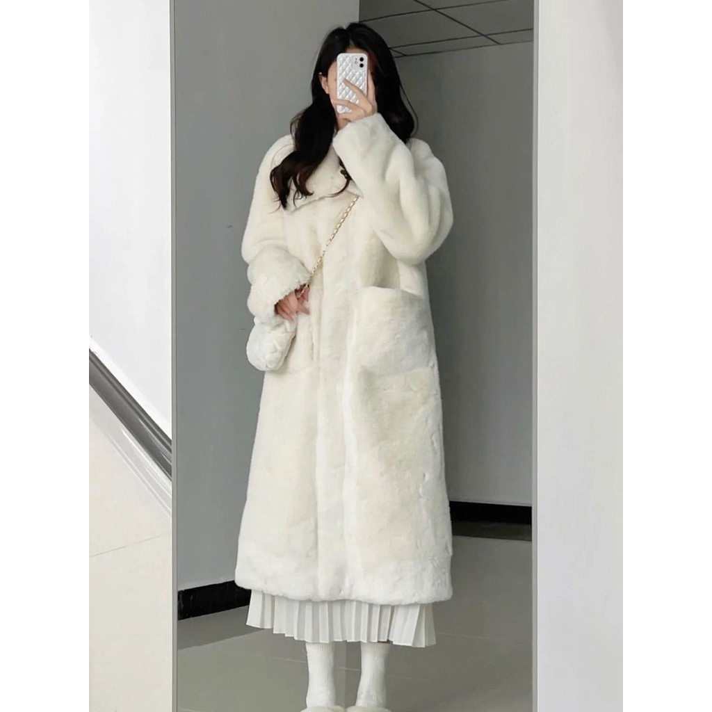 Áo Khoác Lông Thỏ Dày Dặn Phong Cách Hàn Quốc Mới