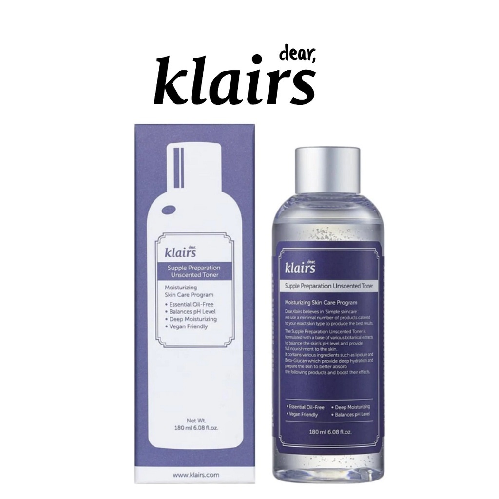 Nước hoa hồng Dear, Klairs Supple Preparation Unscented Toner 180ml