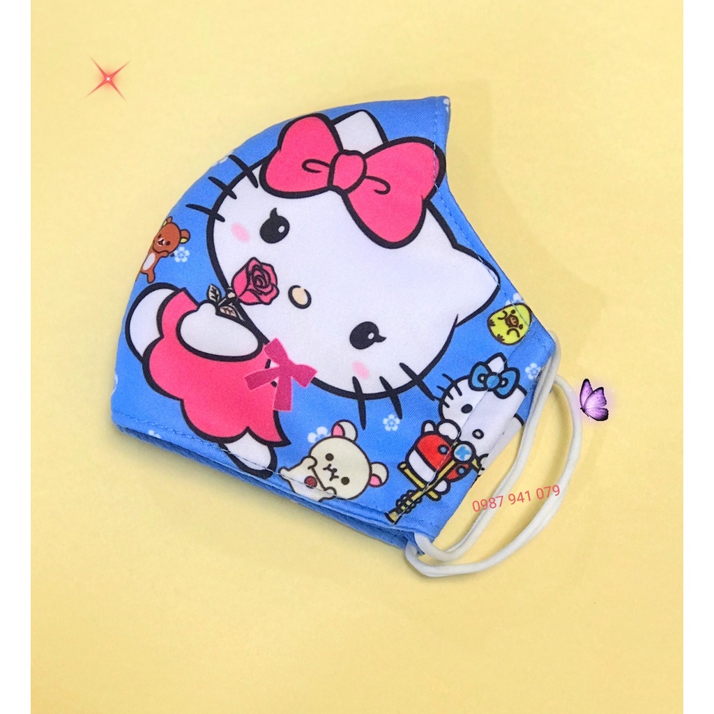 Khẩu trang vải Hello Kitty cho bé gái từ 4 đến 10 tuổi