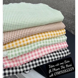 vải xô muslin 2 lớp cao cấp hoạ tiết caro