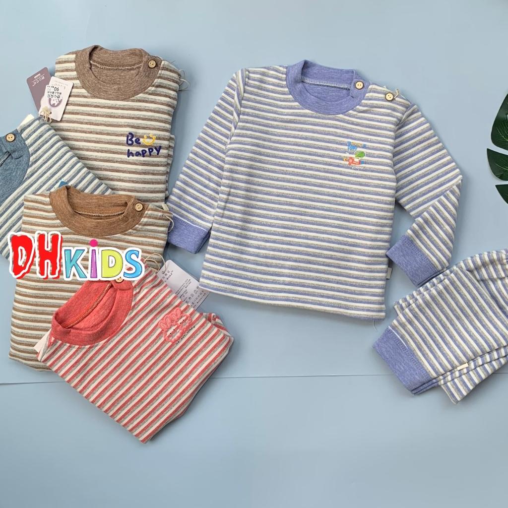 Bộ thu đông dài tay cotton nỉ dạ, bộ cotton cao cổ, cài vai size nhí cho bé từ 6 - 13Kg.